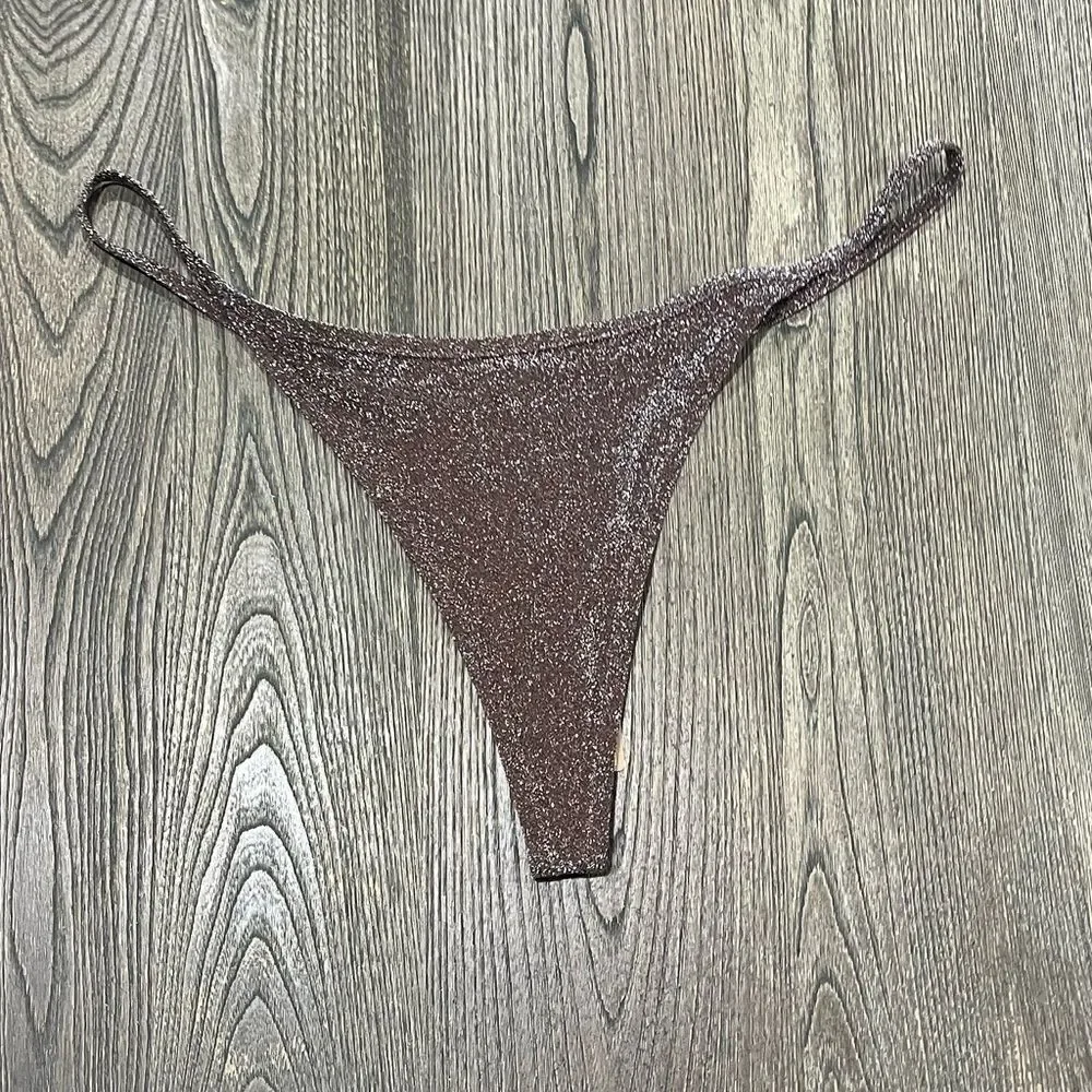 NWT Skims Track Glitter Swim String Thong Swimwear Bikini Sparkly Cocoa Size 4X